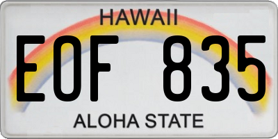 HI license plate EOF835