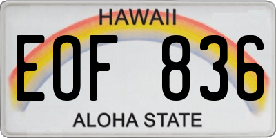HI license plate EOF836