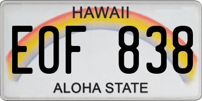 HI license plate EOF838