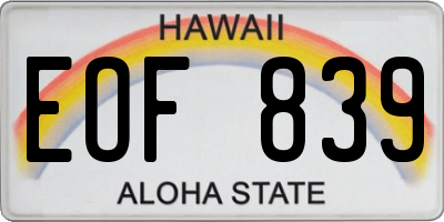 HI license plate EOF839