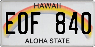 HI license plate EOF840