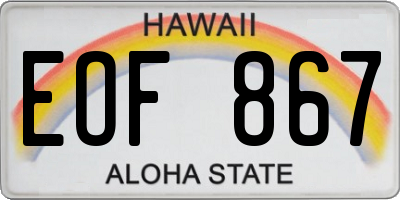 HI license plate EOF867