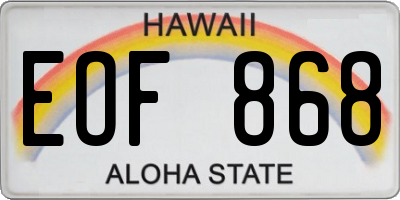 HI license plate EOF868