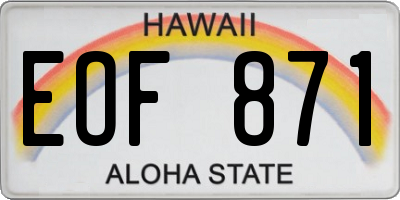 HI license plate EOF871