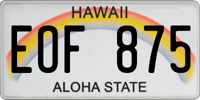 HI license plate EOF875