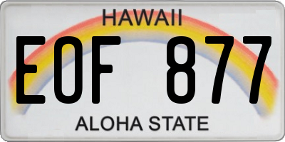 HI license plate EOF877