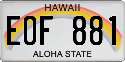 HI license plate EOF881