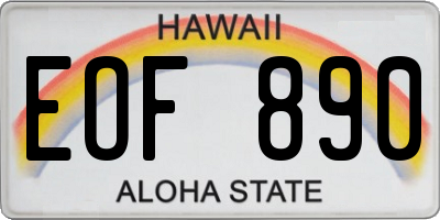 HI license plate EOF890