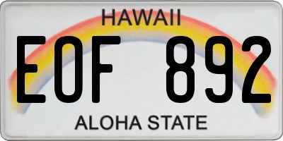 HI license plate EOF892
