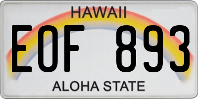 HI license plate EOF893