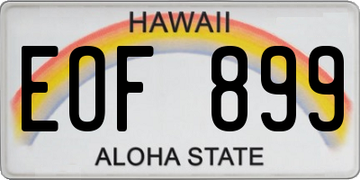 HI license plate EOF899