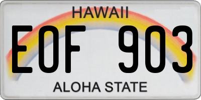 HI license plate EOF903