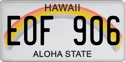 HI license plate EOF906