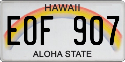 HI license plate EOF907