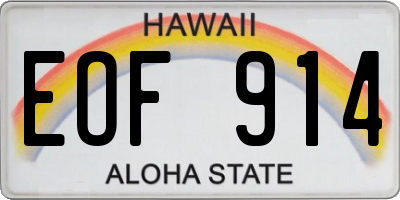 HI license plate EOF914