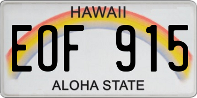 HI license plate EOF915