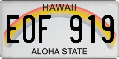 HI license plate EOF919