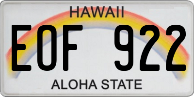 HI license plate EOF922