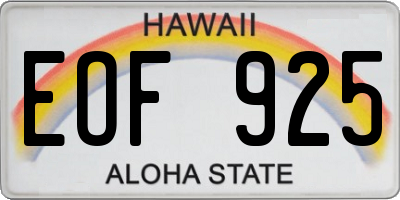 HI license plate EOF925