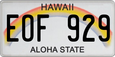 HI license plate EOF929