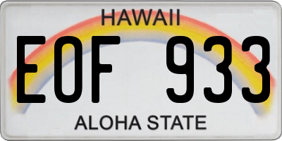 HI license plate EOF933