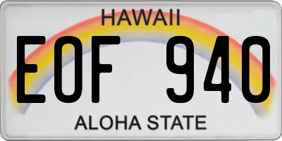 HI license plate EOF940