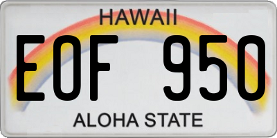 HI license plate EOF950