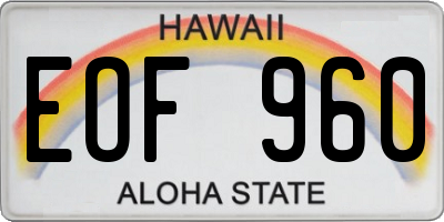HI license plate EOF960