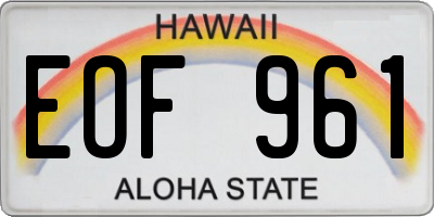 HI license plate EOF961