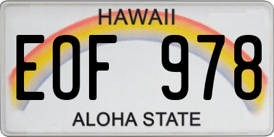 HI license plate EOF978