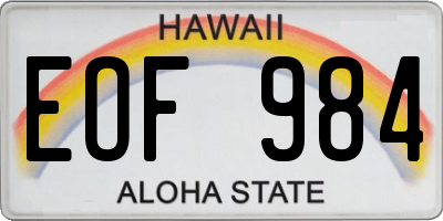 HI license plate EOF984