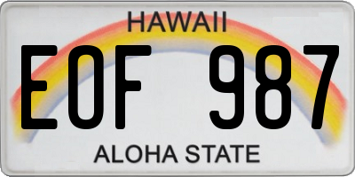 HI license plate EOF987