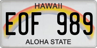 HI license plate EOF989