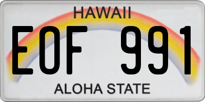 HI license plate EOF991