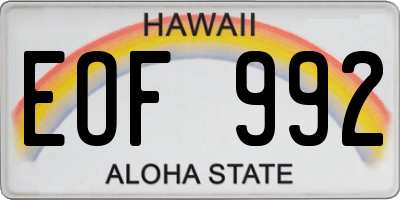 HI license plate EOF992