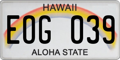 HI license plate EOG039