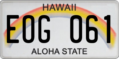HI license plate EOG061