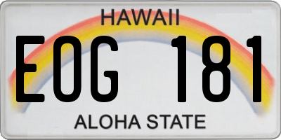 HI license plate EOG181