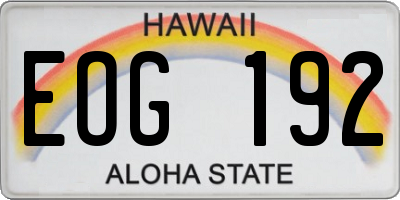 HI license plate EOG192