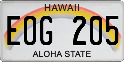 HI license plate EOG205