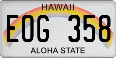 HI license plate EOG358