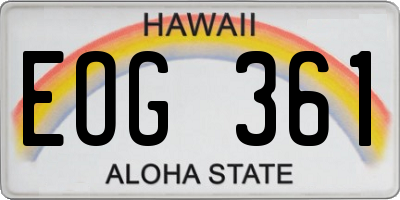HI license plate EOG361