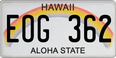 HI license plate EOG362