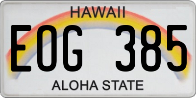 HI license plate EOG385