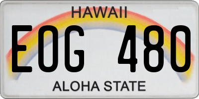 HI license plate EOG480