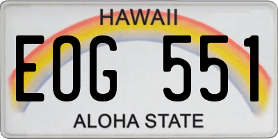 HI license plate EOG551