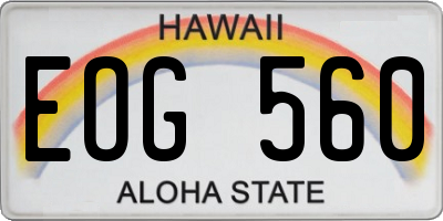 HI license plate EOG560