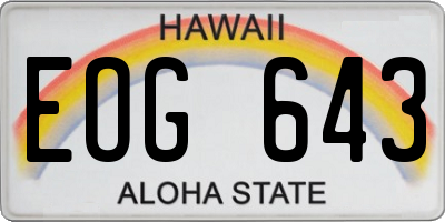 HI license plate EOG643