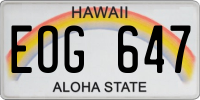 HI license plate EOG647