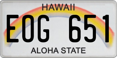HI license plate EOG651